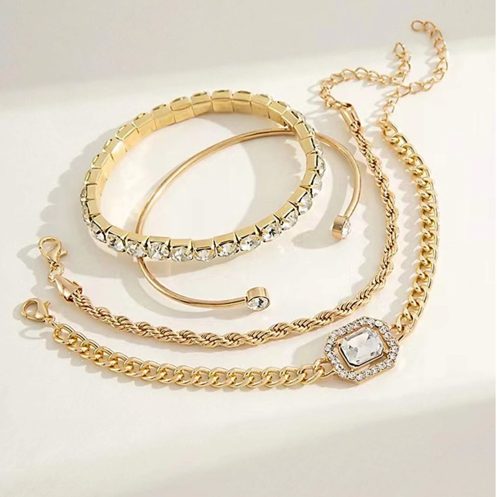 Luxe Statement Rhinestone rope Bracelet Set - Picture 4 of 5